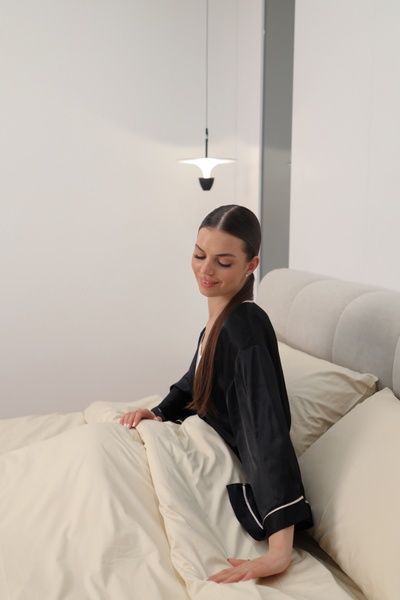 Сатинова постіль &laquo;Молочна&raquo;, євро, 50x70 2шт, без резинки 50500 фото