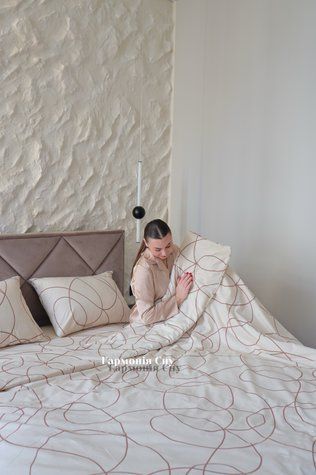 Комплект постільної білизни Бязь Gold Lux - &laquo;Серпантин молочний&raquo;, 1,5 спальний, 50x70 2шт, без резинки 63700 фото
